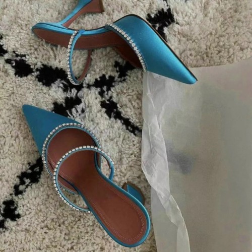 Silk Material Damen Schuhe Charms Sippers Custom New Fashion Mules Style Sexy High Heel Shoes for Woman
