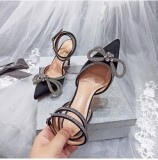 New Colors Talon Pour Femme High QUality Trendy Cover Toe Crystal Diamond Bow Red Heels for Women