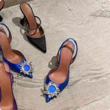 Zapatos De Mujer Elegante Dropshipping Luxury Rhinestone Diamond Kitten Slingback Sandals Shoes Women Heel for Ladies