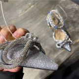Silver Talon Pour Femme Trendy Cover Toe Crystal Diamond Bow Latest  Women Heels