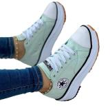 NS-098 New fashion casual canvas shoes for women Spring summer platform sole walking shoes lace up sneakers wholesale
