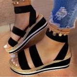 INS Hot sale thick sole wedge design  high heel sandals  wholesale ladies shoes women heels