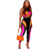 Active Sports Two Piece Set Women Party Suit Sexy Mesh Crop Tank Patchwork Legging Long Pants Tracksuit Street Matching Outfits