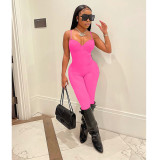 New Arrivals Designer Women One Piece Pants Sexy Spaghetti Strap Bodycon Bodysuit Women Jumpsuit 2022