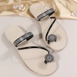 latest design clogs & mules women fashion straw sole flip flop slippers with rhinestone strap chic beach sandals