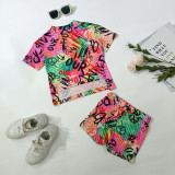 Y220162 summer toddler kids baby girl casual summer boutique clothing sets printing little girl 2pcs outfits clothes