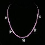 Diamond cuban butterfly necklace jewelry tennis necklace link chain charm choker