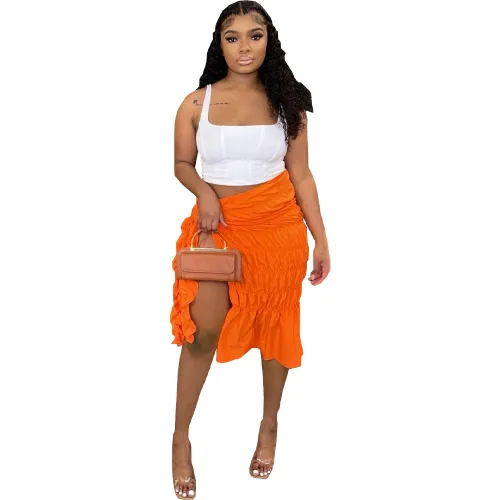 Sexy summer fashion tie up tutu dress with slit pleated skirt long