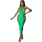 CY9293 Sexy summer designer pleated cut out dress long dresses women maxi casual bandage dress