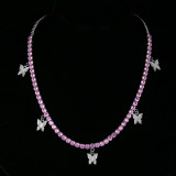 Diamond cuban butterfly necklace jewelry tennis necklace link chain charm choker