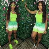 Summer gradient 2 piece women short set women workout sets tank tops woman crop top