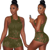 Summer sportsWear Vest Shorts Set 2 Piece Summer Set Jogging trackSuits Clothing Hole Shorts Outfits plus size Two Piece Set
