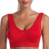 Women Breathable Sports Bra Adjusted-straps Anti-sweat Shockproof Padded Sleep Bra Athletic Gym Running Fitness Workout Top