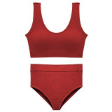 1602 Women Seamless Tops Panties Set Breathable Padded  Bralette Brazilian Underwear Suit Girls Sports Bra Set