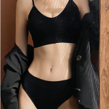 Logo Custom French Style Comfortable Women Sexy Thong Beauty Back Bra Vest Style Girl Seamless Bra and Panties Women Set 1608