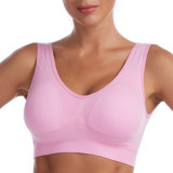 Women Breathable Sports Bra Adjusted-straps Anti-sweat Shockproof Padded Sleep Bra Athletic Gym Running Fitness Workout Top