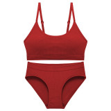 Latest Bra Designs Seamless Tops Panties Set Female Bralette Underwear Suit Girl Red Sexy Mature Bra Set