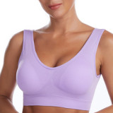 Women Breathable Sports Bra Adjusted-straps Anti-sweat Shockproof Padded Sleep Bra Athletic Gym Running Fitness Workout Top