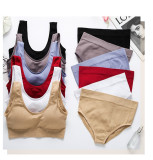 1602 Women Seamless Tops Panties Set Breathable Padded  Bralette Brazilian Underwear Suit Girls Sports Bra Set