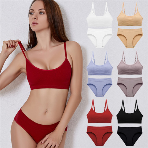 Latest Bra Designs Seamless Tops Panties Set Female Bralette Underwear Suit Girl Red Sexy Mature Bra Set