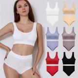 1602 Women Seamless Tops Panties Set Breathable Padded  Bralette Brazilian Underwear Suit Girls Sports Bra Set