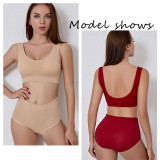 1602 Women Seamless Tops Panties Set Breathable Padded  Bralette Brazilian Underwear Suit Girls Sports Bra Set