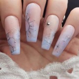 24Pcs Gradient Long Ballet False Nails Simple Constellation Pattern Design Wear Fake Nails Press On Nails Full Cover Nail Tips