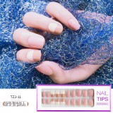24/30Pcs/Set Reusable False Nail Tips Set Full Cover Shiny Matte Nail Tips With Designs Press On Nails Art Fake Extension Tips