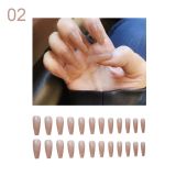 24pcs False Nails Solid Color Long Ballet Fake Nails Full Cover Coffin Nail Tips Press On Nails Kit With Glue Detachable