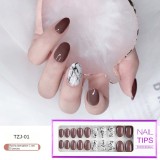 24/30Pcs/Set Reusable False Nail Tips Set Full Cover Shiny Matte Nail Tips With Designs Press On Nails Art Fake Extension Tips