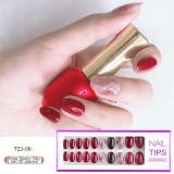 24/30Pcs/Set Reusable False Nail Tips Set Full Cover Shiny Matte Nail Tips With Designs Press On Nails Art Fake Extension Tips