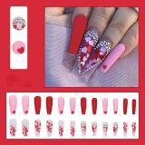 Golden Butterfly Pattern False Nails With Diamond Full cover Fake Nails Glue Manicure Nail Art Tools Long Coffin Ballerina Nails