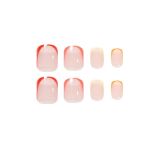 24pcs Colorful French Fake Nails Press On Nails Artificial Full Cover Manicure Tool Square Head False Nails Wearable Nail Tips