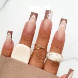 Long Coffin False Nails DIY French Ballerina Fake Nails Women Full Cover Nail Tips Press On Nails With Glue nails accessories