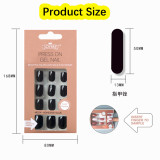 24pc Nails Art Fake Nail Tips False Press on Coffin with Glue Stick Designs Clear Display Short Set Full Cover Artificial Square