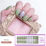 24/30Pcs/Set Reusable False Nail Tips Set Full Cover Shiny Matte Nail Tips With Designs Press On Nails Art Fake Extension Tips