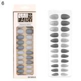 24/30Pcs/Set Reusable False Nail Tips Set Full Cover Shiny Matte Nail Tips With Designs Press On Nails Art Fake Extension Tips