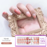 24/30Pcs/Set Reusable False Nail Tips Set Full Cover Shiny Matte Nail Tips With Designs Press On Nails Art Fake Extension Tips