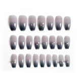 24pcs Detachable Jelly Gradient with design False Nails Wearable Ballerina Coffin Fake Nails Full Cover Nail Tips Press On Nails