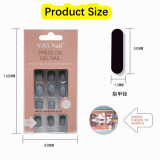 24pc Nails Art Fake Nail Tips False Press on Coffin with Glue Stick Designs Clear Display Short Set Full Cover Artificial Square