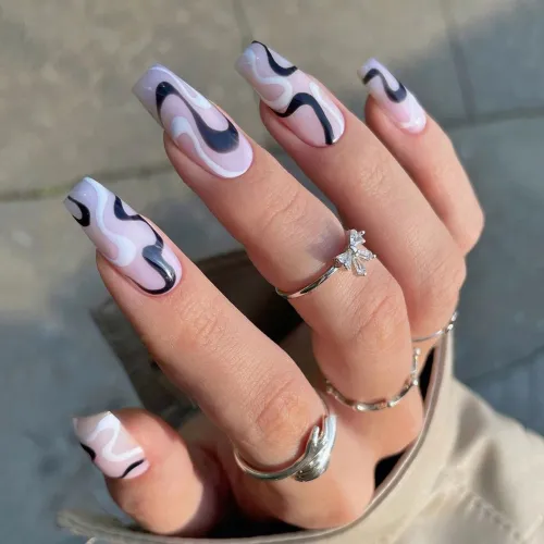 Extra Long Coffin Ballerina False Nails Fake Nails With Designs Press On Nails Manicure Tool Nail Accessory Full Cover Nail Tips