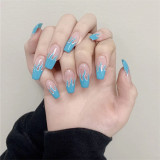 24pcs/Box Trend Black Flame False Nails Finished Fake Nails With Cross Foreign Design Removable Waterproof Nail Tips