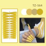 24pcs Extra Long Coffin False Nails yellow Flower designs Rhinestone Ballerina Fake Nails Full Cover Nail Tips Press On Nails