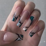 24pcs Butterfly Fake Long Nails Tips Black Press on Nails Coffin Full Cover Ballerina Wearable Design False Nail with diamond