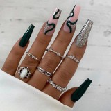 Extra Long Coffin Fake Nail Black And White Plaque False Nails French Ballerina Artificial Full Cover Nail Tips Press On Nail