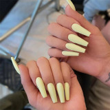 24pcs False Nails Solid Color Long Ballet Fake Nails Full Cover Coffin Nail Tips Press On Nails Kit With Glue Detachable