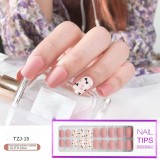 24/30Pcs/Set Reusable False Nail Tips Set Full Cover Shiny Matte Nail Tips With Designs Press On Nails Art Fake Extension Tips