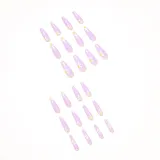 Acrylic Nail Tips Small Daisies Pattern Nail Patch Glue Long Ballerina False Nails Full Cover Coffin Fake Nails Press On Nails