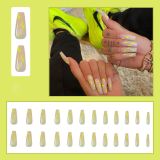 Detachable Golden line manicure fake nails Long Ballerina Nails Wearable Coffin False Nails Full Cover Nail Tips Press On Nails