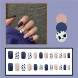 24Pcs Autumn Winter Short Round Head Fake Press On Nail Cute MilkTea Color Blooming Gradient Artificial Nail With Jelly Glue